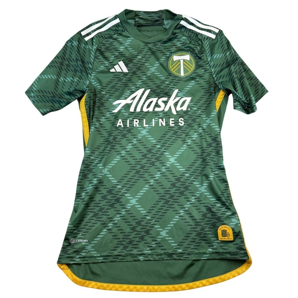 Adidas Portland Timbers 2024 Heritage Rose Jersey Green Plaid MLS Mens Small S